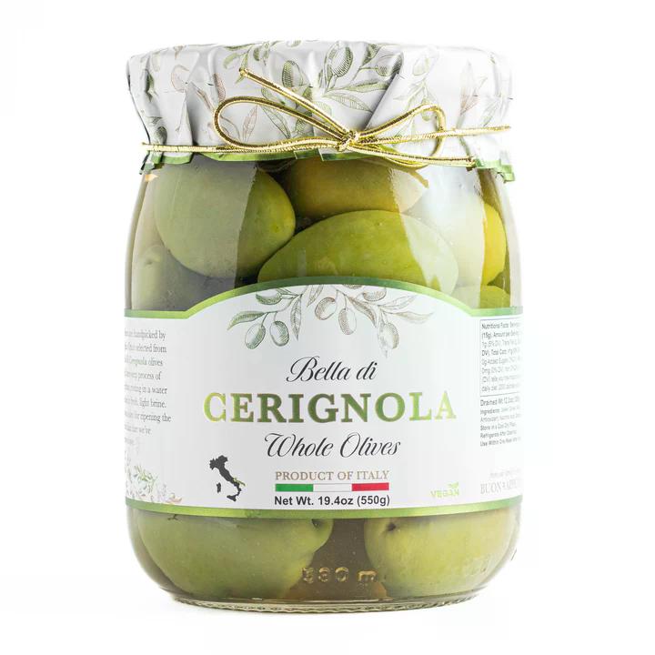 Giusto Bella Di Cerignola-Green Whole Olives 580ml
