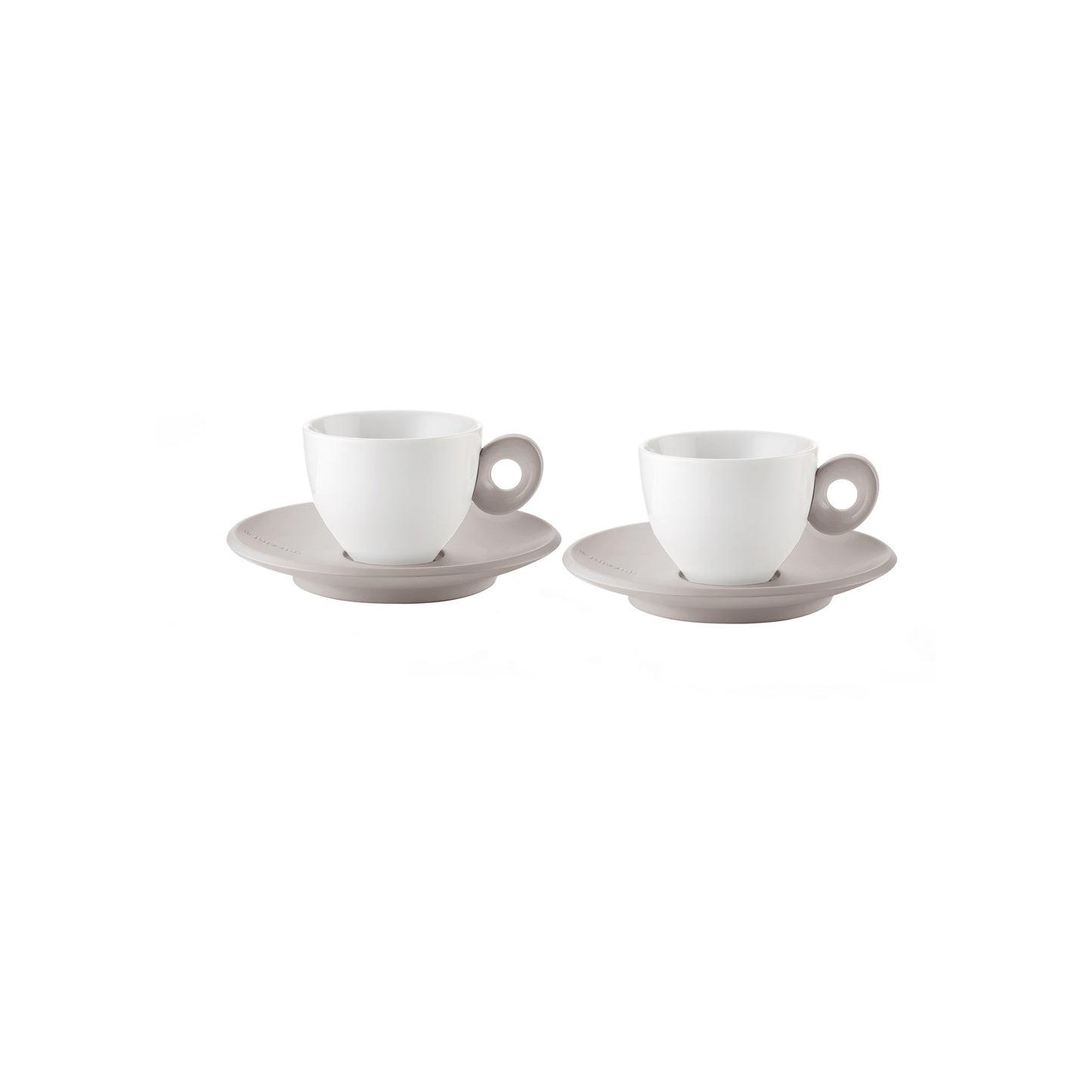 Set Of 2 Espresso Cups With Saucers Taupe Guzzini