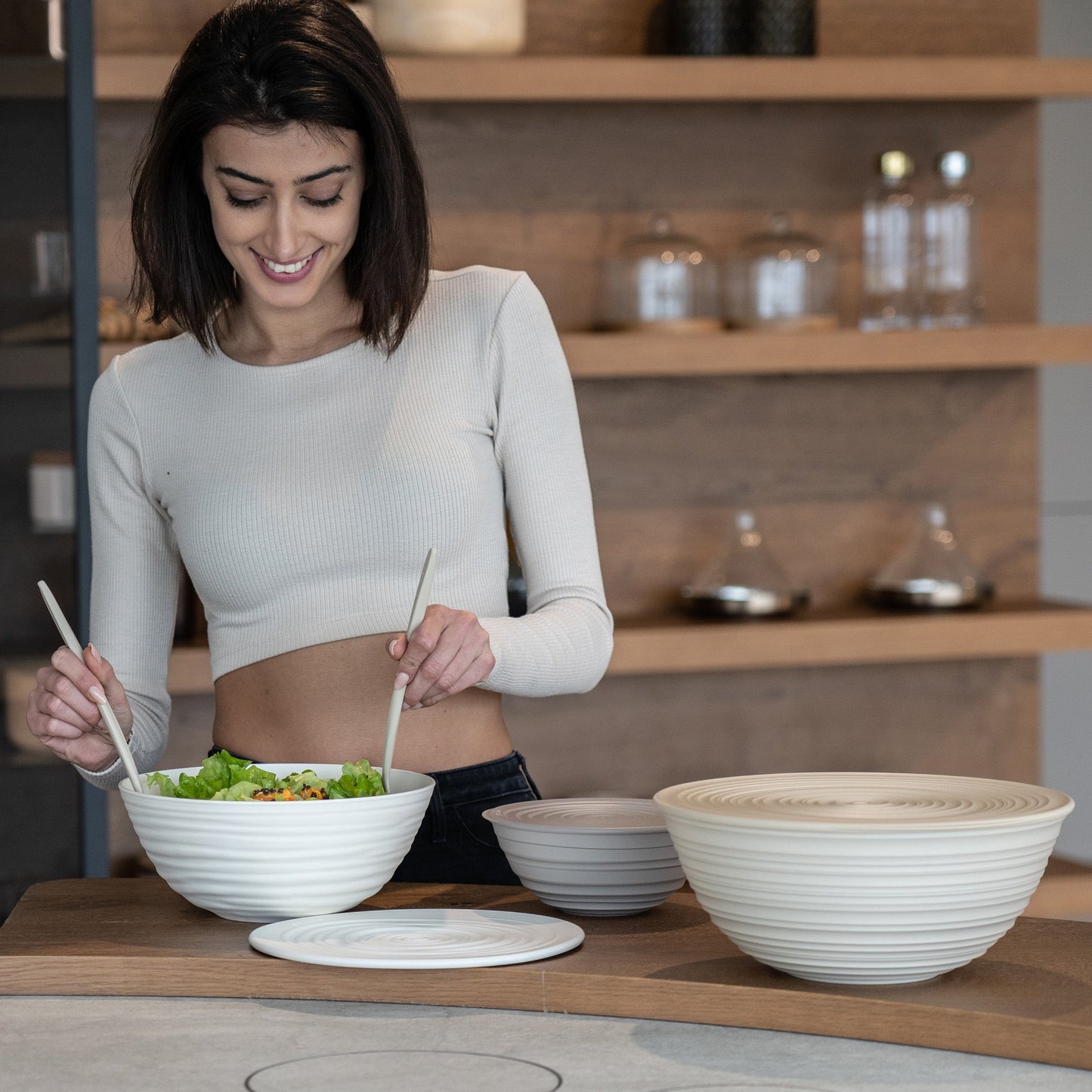 Tierra M Bowl With Lid Milk White Guzzini
