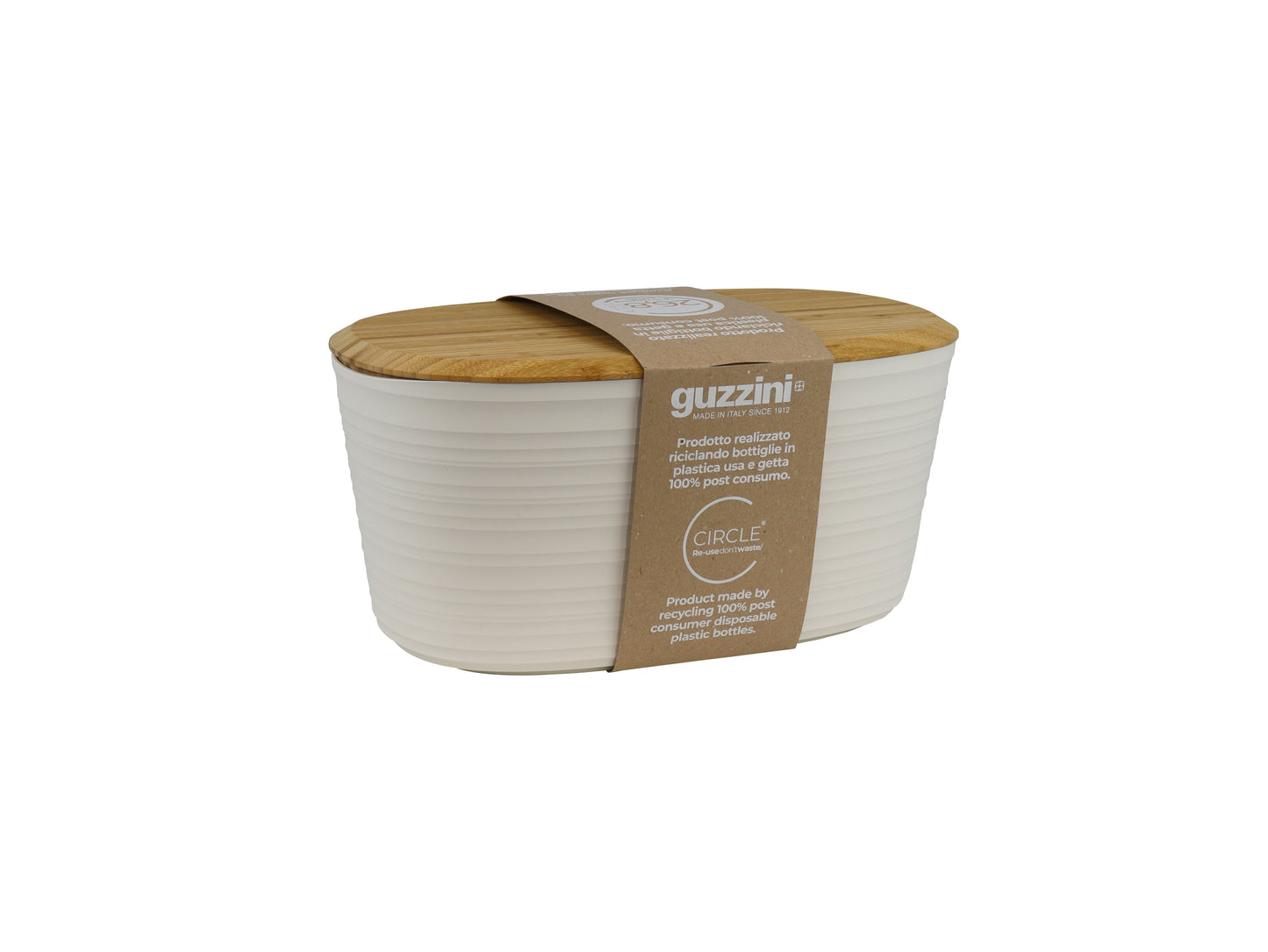 Tierra Bread Bin W/Bamboo Breadboard Top Milk White Guzzini