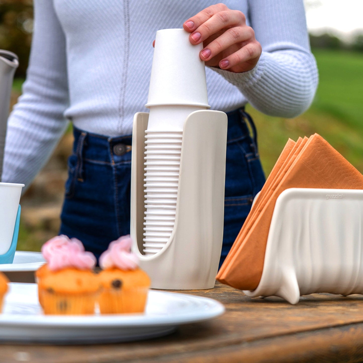 Tierra Stacked Cup Holder Milk White Guzzini