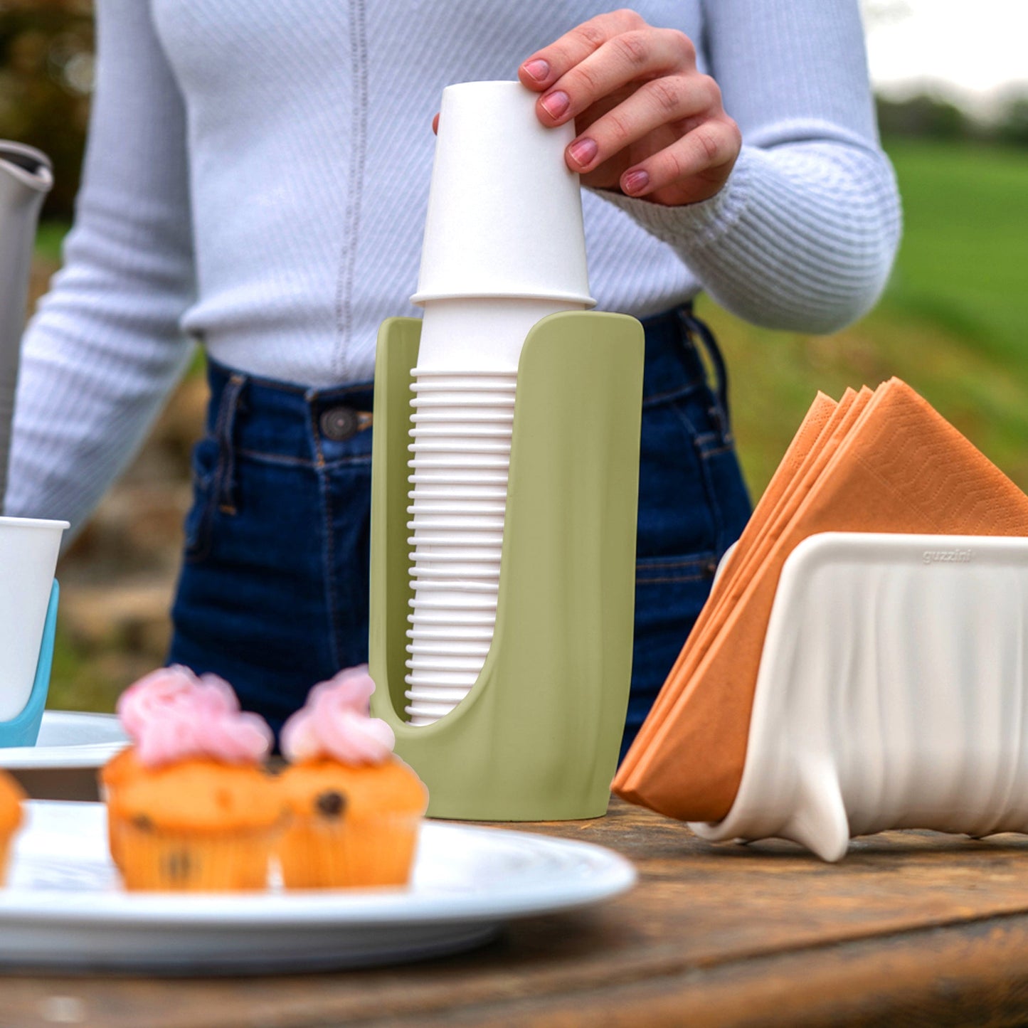 Tierra Stacked Cup Holder Avocado Green Guzzini