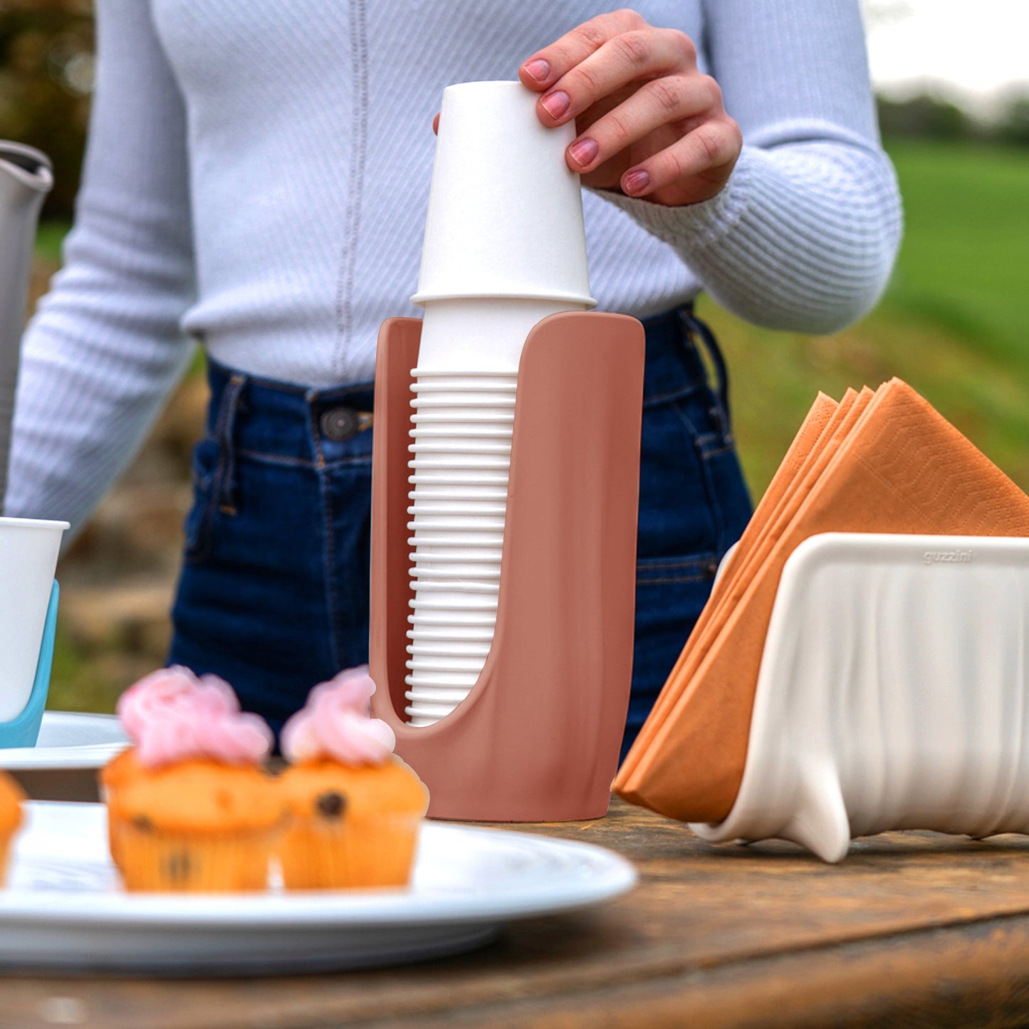 Tierra Stacked Cup Holder Terracota Guzzini