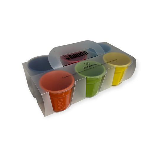 Bialetti Set of 6 Multi Color Handleless Coffee Cups