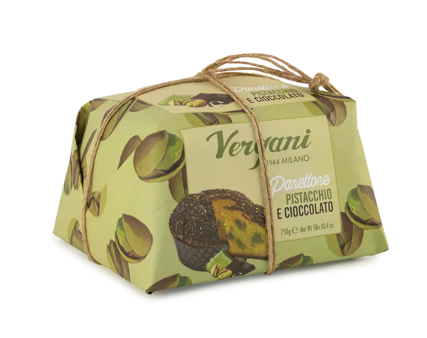 Panettone Vergani With Pistacchio & Chocolate Sicily 750 Gr (10.4 Oz)