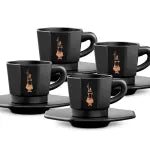 Bialetti Set of 4 Eight Faces Coffee Cups Black