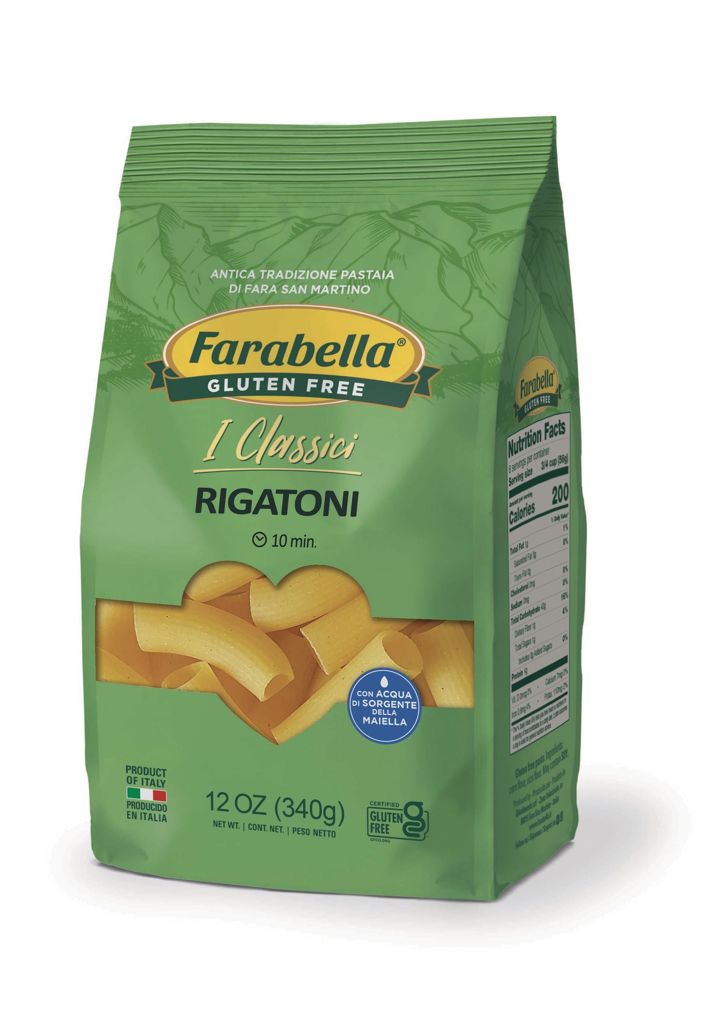 Rigatoni Gluten Free Farabella 340 Gr (12 Oz)
