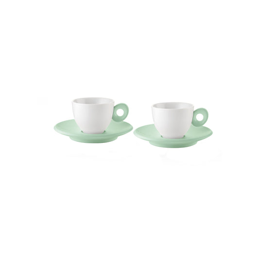 Set Of 2 Espresso Cups With Saucers Sage Green Guzzini