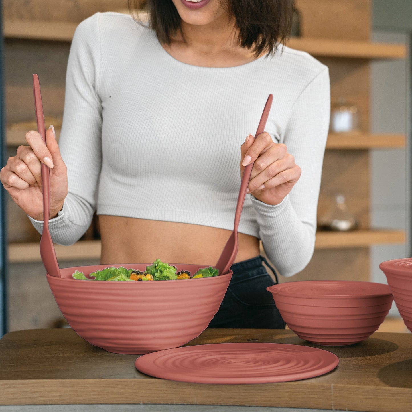 Tierra M Bowl With Lid Terracota Guzzini