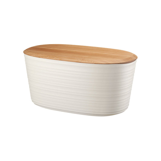 Tierra Bread Bin W/Bamboo Breadboard Top Milk White Guzzini