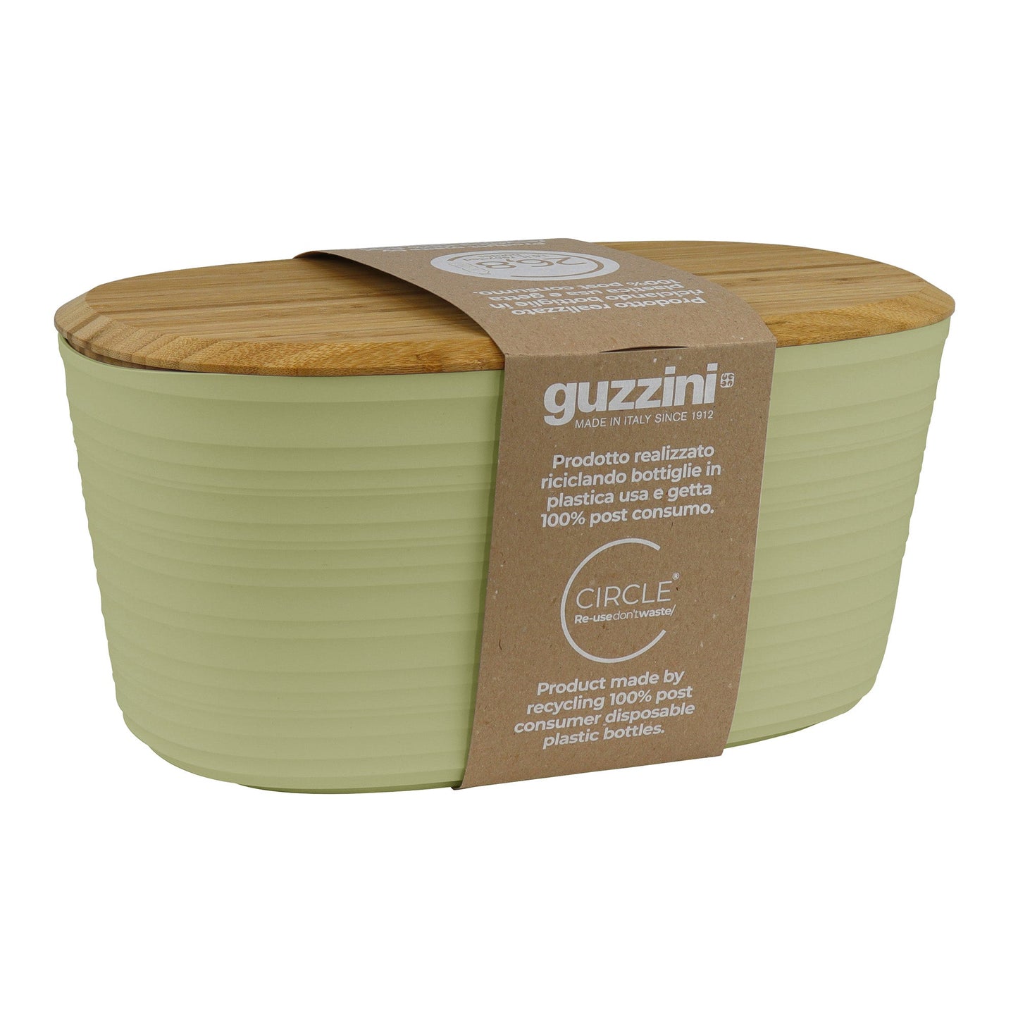 Tierra Bread Bin W/Bamboo Breadboard Top Avocado Green Guzzini