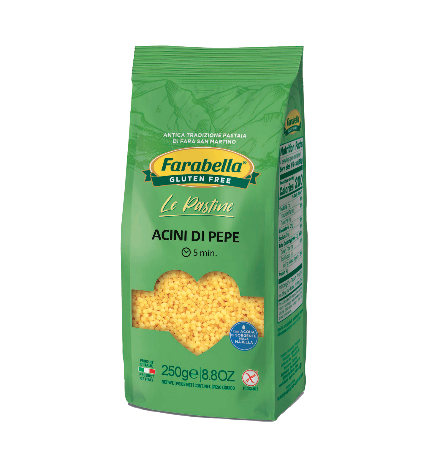 Acini Di Pepe Gluten Free Farabella 250 Gr (8.8 Oz)