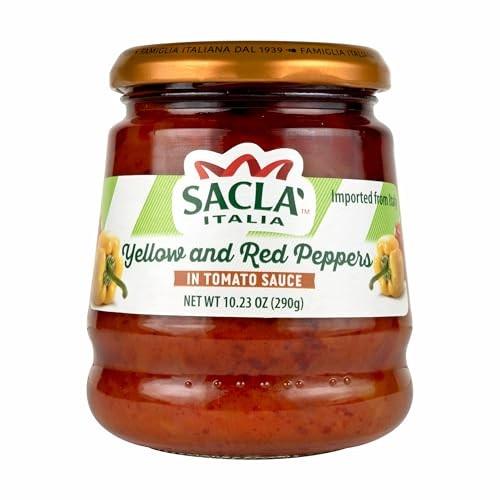 Yellow & Red Peppers in Tomato Sauce Sacla 10.23 Oz  (290 Gr)