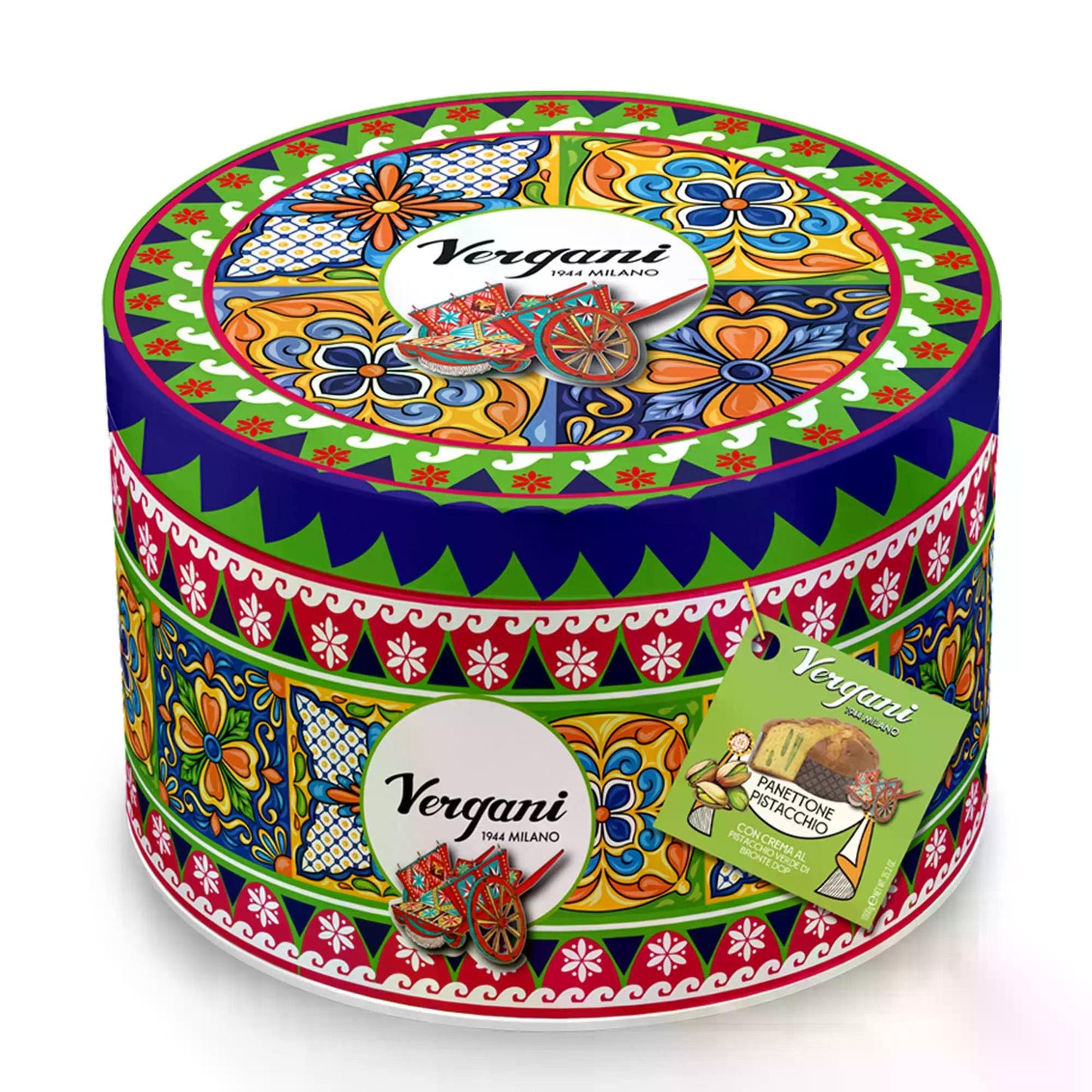 Panettone Pistacchio Verde Di Bronte DOP Vergani Tin 750 Gr (10.4 Oz)