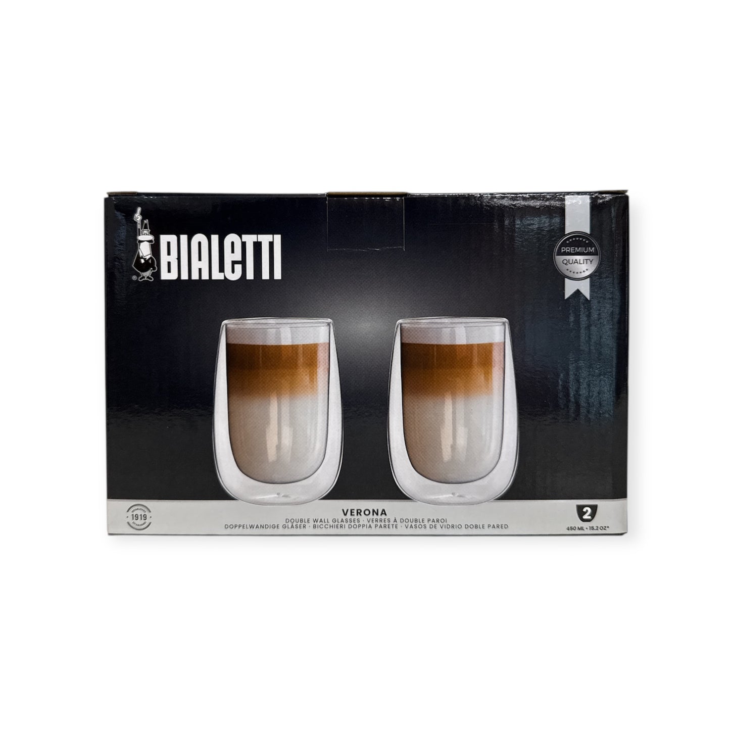 Verona Double Wall Glasses 2 Cups Set Bialetti 450 Ml