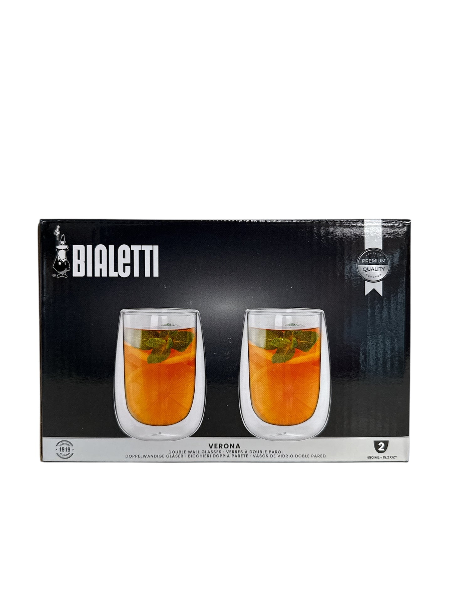 Verona Double Wall Glasses 2 Cups Set Bialetti 450 Ml