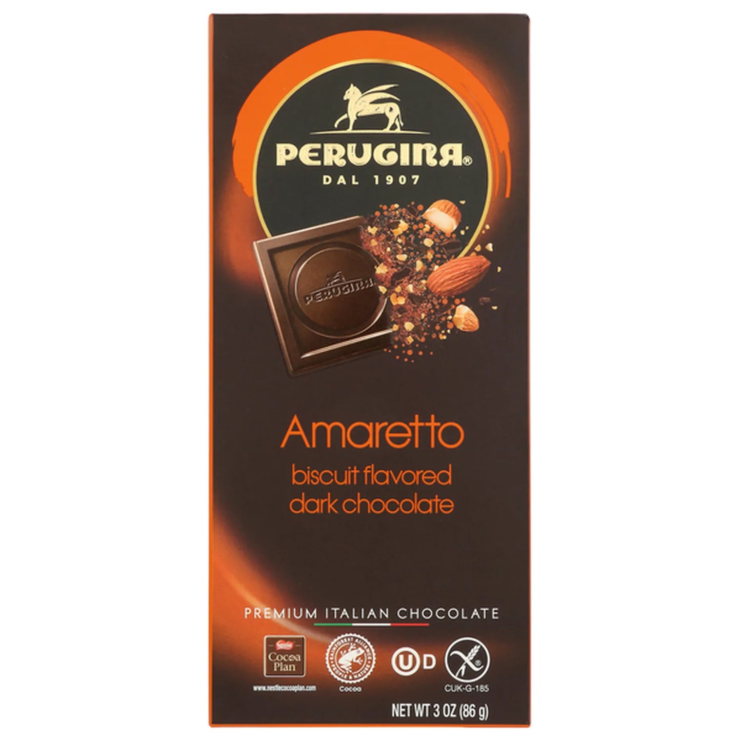 Perugina Amaretto Dark Chocolate Bar 3 Oz (86 Gr)