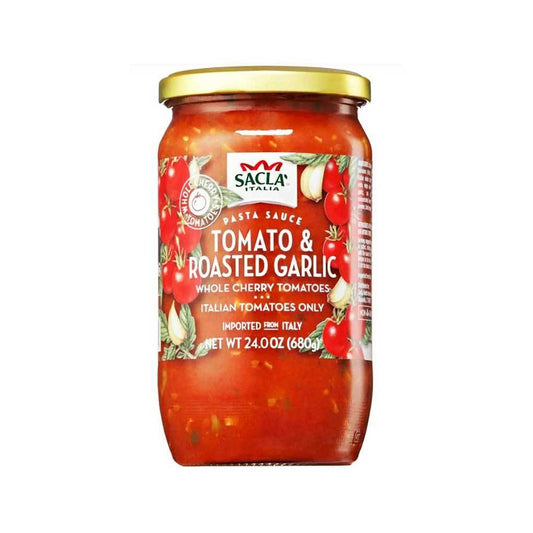 Whole Cherry Tomatoes & Roasted Garlic Pasta Sauce Sacla 24 Oz (680 Gr)