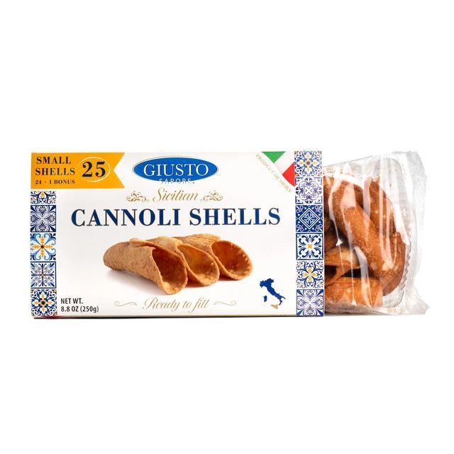 25 Sicilian Cannoli Shells Giusto 8.8 Oz (250 Gr)