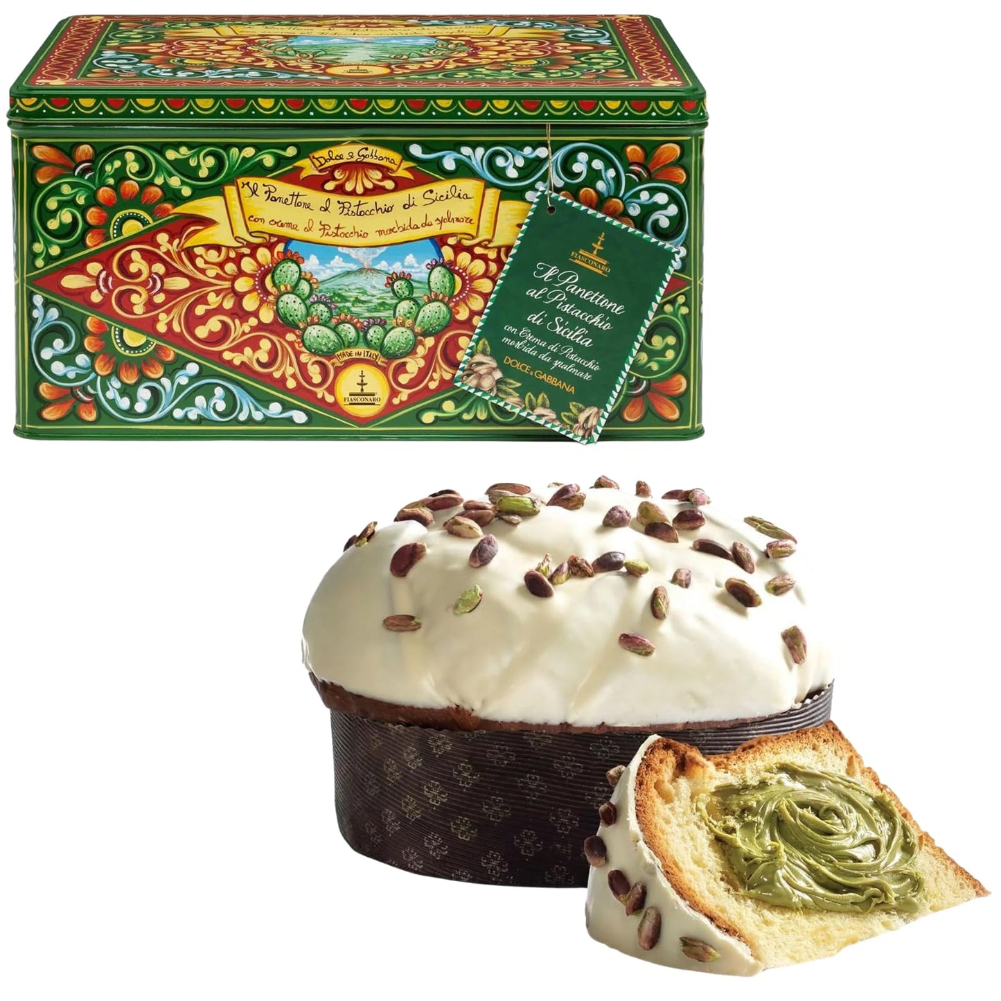 Fiasconaro Tin D&G Panettone Pistacho 600gr.(500gr+100gr)