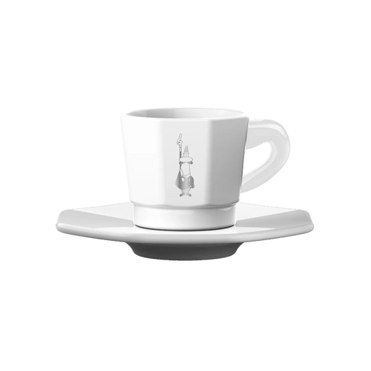 Bialetti Set of 4 Eight Faces Coffee Cups White