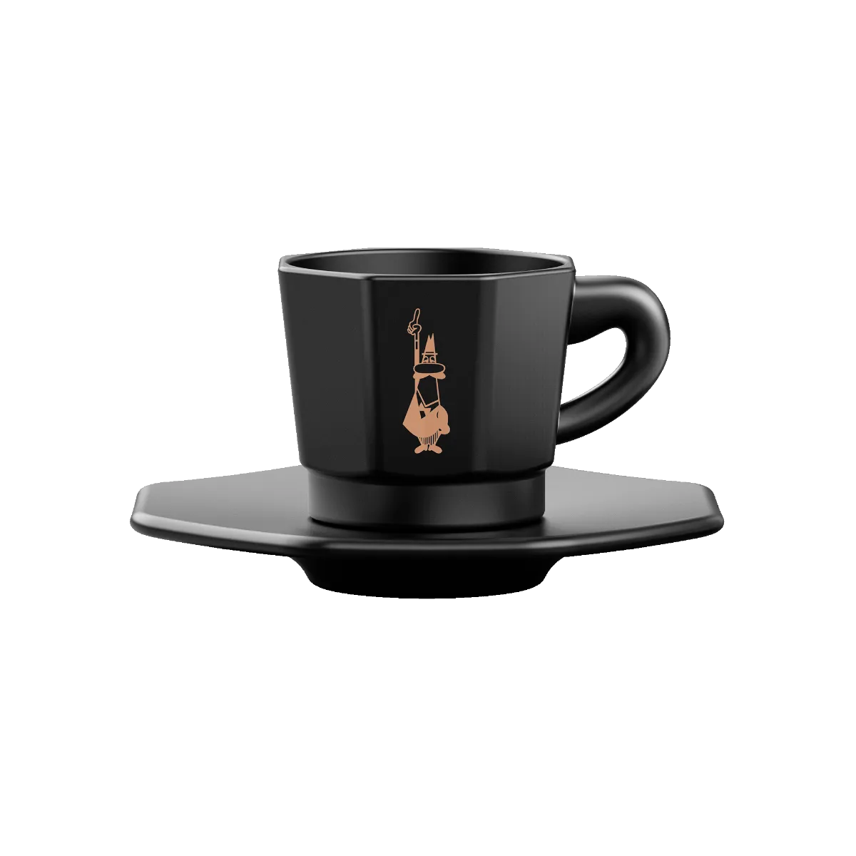 Bialetti Set of 4 Eight Faces Coffee Cups Black